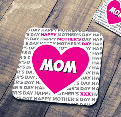 Mothers Day Text Coaster - Mom