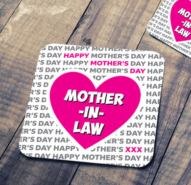 Mothers Day Text Coaster - Mother in Law