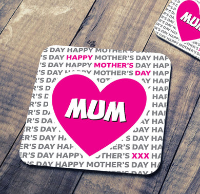 Mothers Day Text Coaster - Mum