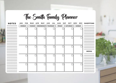 Monthly Magnetic Family Planner - White - A4 Size