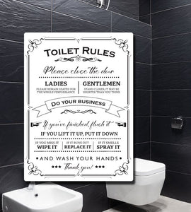 Toilet Rules - Funny Metal Sign - for House Loo / Cafe / Bar