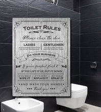 Load image into Gallery viewer, Toilet Rules - Funny Metal Sign - for House Loo / Cafe / Bar