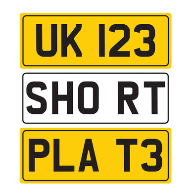 Stick On SHORT Number Plate - Standard UK - Show / Novelty Plate