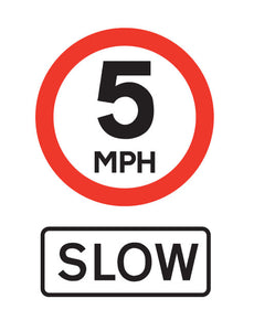 Speed Limit 5 mph SLOW Metal Sign - Warning Parking Sign Car Park