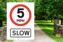 Load image into Gallery viewer, Speed Limit 5 mph SLOW Metal Sign - Warning Parking Sign Car Park