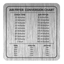 Load image into Gallery viewer, Compact Air Fryer Conversion Chart Metal Sign 10cm x 10cm - Cooking Times Temp Oven Kitchen UK Gift