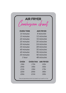 Air Fryer Conversion Chart Metal Sign - 25 x 15cm- Cooking Times Temp Oven Kitchen