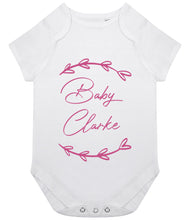 Load image into Gallery viewer, Family Name with Leaf Design - Short Sleeve Bodysuit