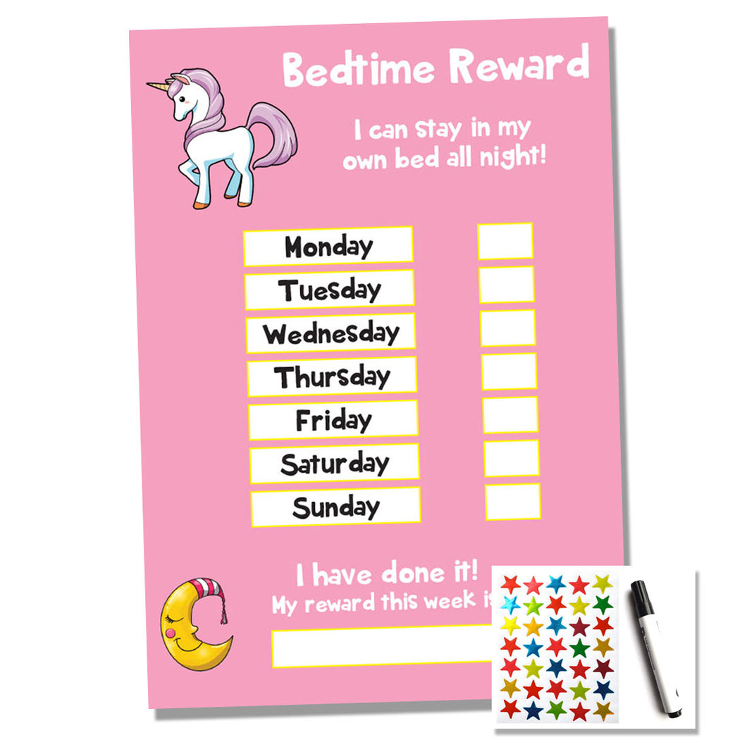 Unicorn Bedtime Kids A4 Reward Chart