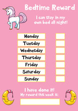Load image into Gallery viewer, Unicorn Bedtime Kids A4 Reward Chart