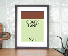 Load image into Gallery viewer, Monopoly Style Street Name Personalised Print - Brown