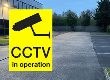 Load image into Gallery viewer, CCTV In Operation - Yellow - Metal Sign - Choose Size