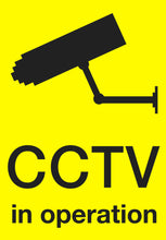 Load image into Gallery viewer, CCTV In Operation - Yellow - Metal Sign - Choose Size