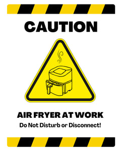"Caution: Air Fryer at Work!" Metal Sign - Attention-Grabbing Kitchen Wall Decor for Health-Conscious Cooks and Air Fryer Fans