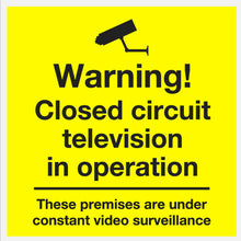 Load image into Gallery viewer, Warning Closed Circuit Television CCTV - 15cm Square Metal Sign - Choose Size