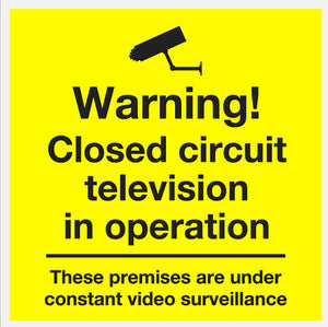 Warning Closed Circuit Television CCTV - 15cm Square Metal Sign - Choose Size