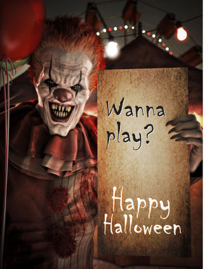 Creepy Clown Happy Halloween Sign - Aluminium - Spooky Plaque