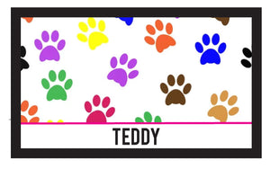 Personalised Pet Food Feeding Mat - Rainbow Paw Design