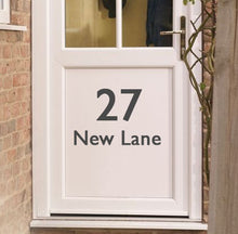 Load image into Gallery viewer, House Door Number and Street - Vinyl Sticker - Choose Colour and Size