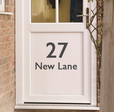 House Door Number and Street - Vinyl Sticker - Choose Colour and Size
