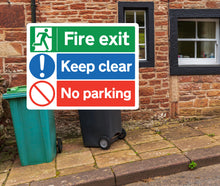 Load image into Gallery viewer, Fire Exit / Keep Clear / No Parking Metal Sign - Warning Parking Sign Car Park