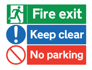 Fire Exit / Keep Clear / No Parking Metal Sign - Warning Parking Sign Car Park