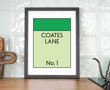 Load image into Gallery viewer, Monopoly Style Street Name Personalised Print - Green