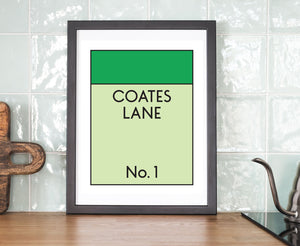 Monopoly Style Street Name Personalised Print - Green