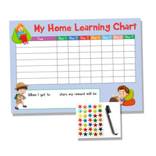 Load image into Gallery viewer, Blue Childrens Kids Home Learning Reward Chart - Daily Routine - Wipe Clean