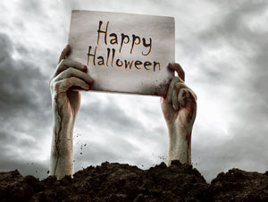 Zombie Hands Happy Halloween  Sign - Aluminium - Spooky Plaque