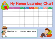 Load image into Gallery viewer, Blue Childrens Home Learning Reward Chart - Daily Routine - DOWNLOAD