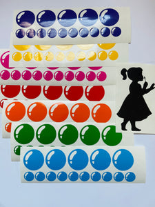 Child Blowing Rainbow Bubble Stickers - Choose your silhouette
