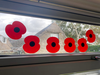 6 Large Poppies - Window / Wall / Car Sticker