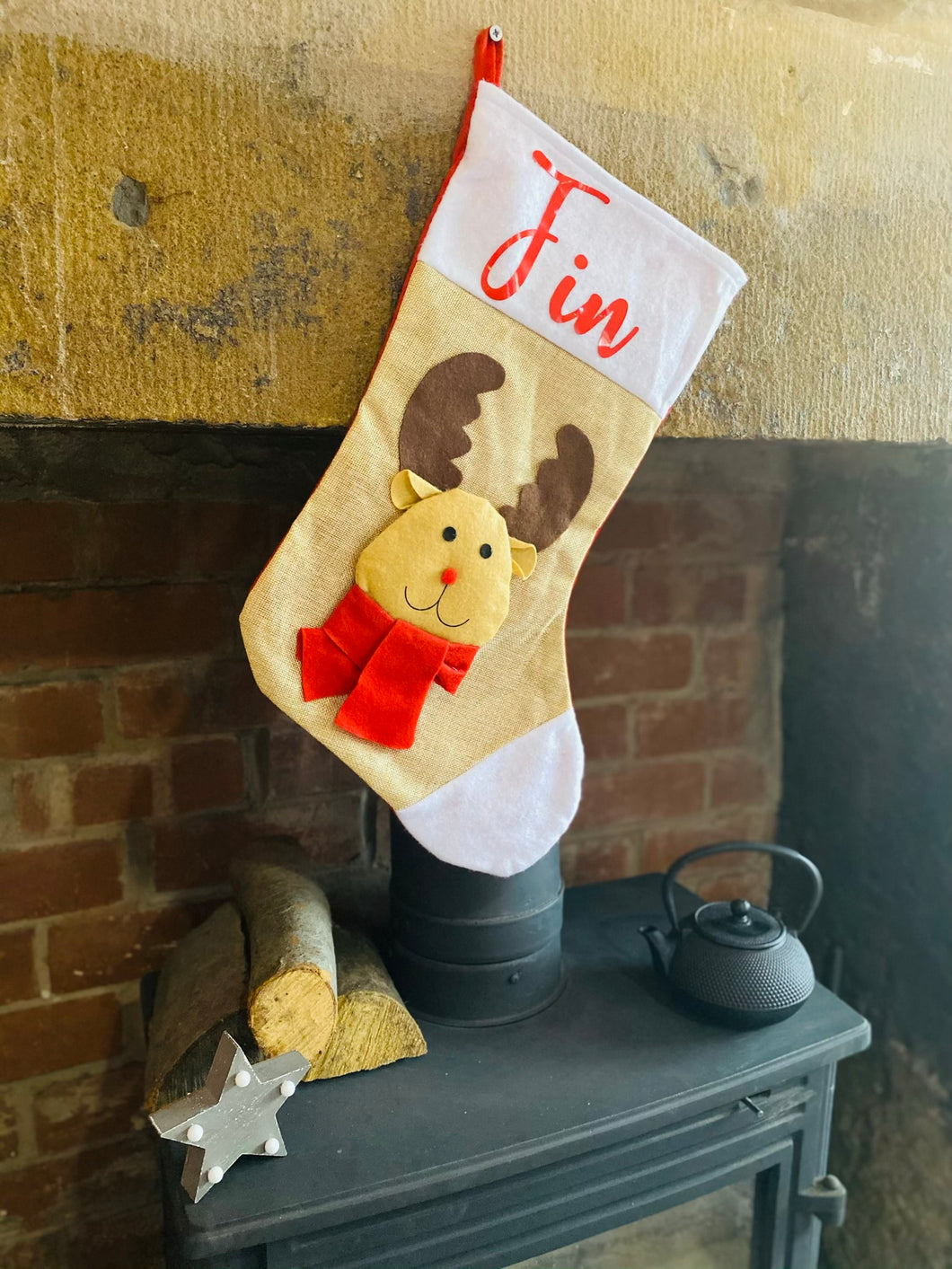 3D Reindeer Stocking With Personalisation - Christmas Gift