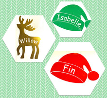 Load image into Gallery viewer, Reindeer or Santa Hat with Name - Vinyl Window / Wall Christmas Sticker