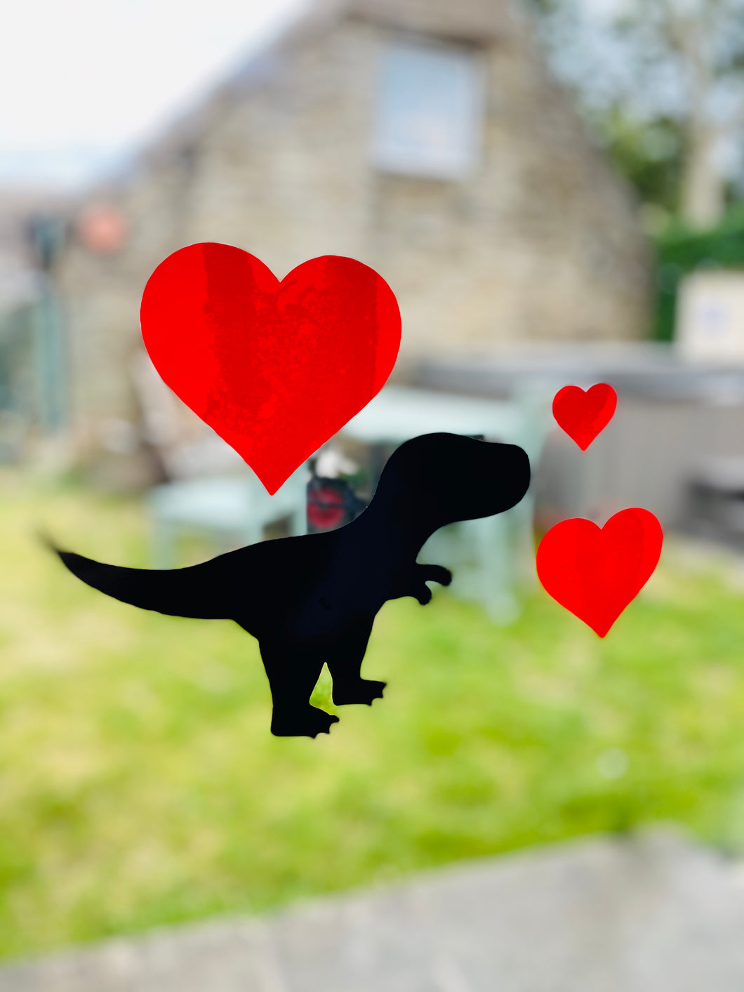 Dinosaur Silhouette with Hearts - Choose your dinosaur and heart colour