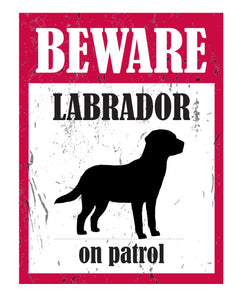 Beware Dog on Patrol - 15x20cm Metal Sign/ Plaque / Tin