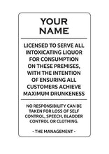 Load image into Gallery viewer, Personalised Aluminium 25x5cm Bar Pub Man Cave Sign - Joke License