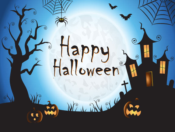 Moon Scene Happy Halloween Sign - Aluminium - Spooky Plaque