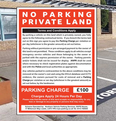 No Parking Private Land Sign - Deterrent - Sign Car Park - Fake Enforcement