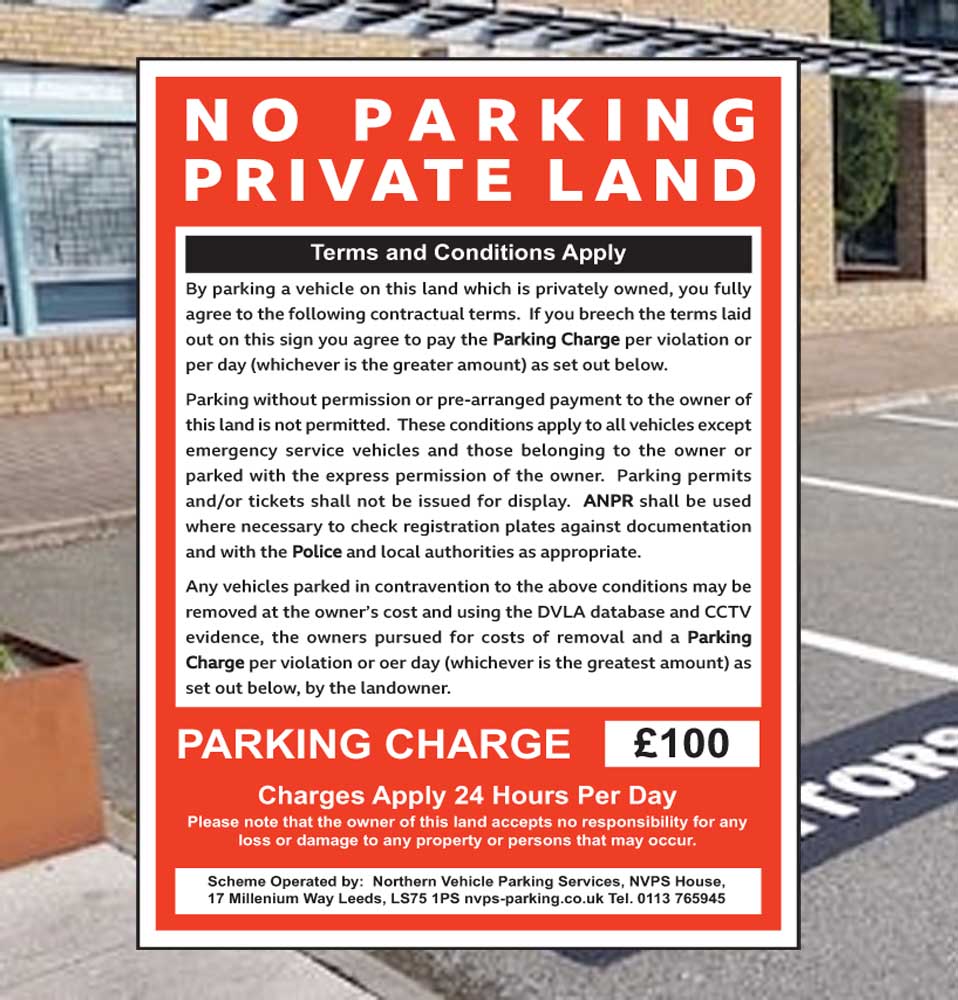 No Parking Private Land Sign - Deterrent - Sign Car Park - Fake Enforcement