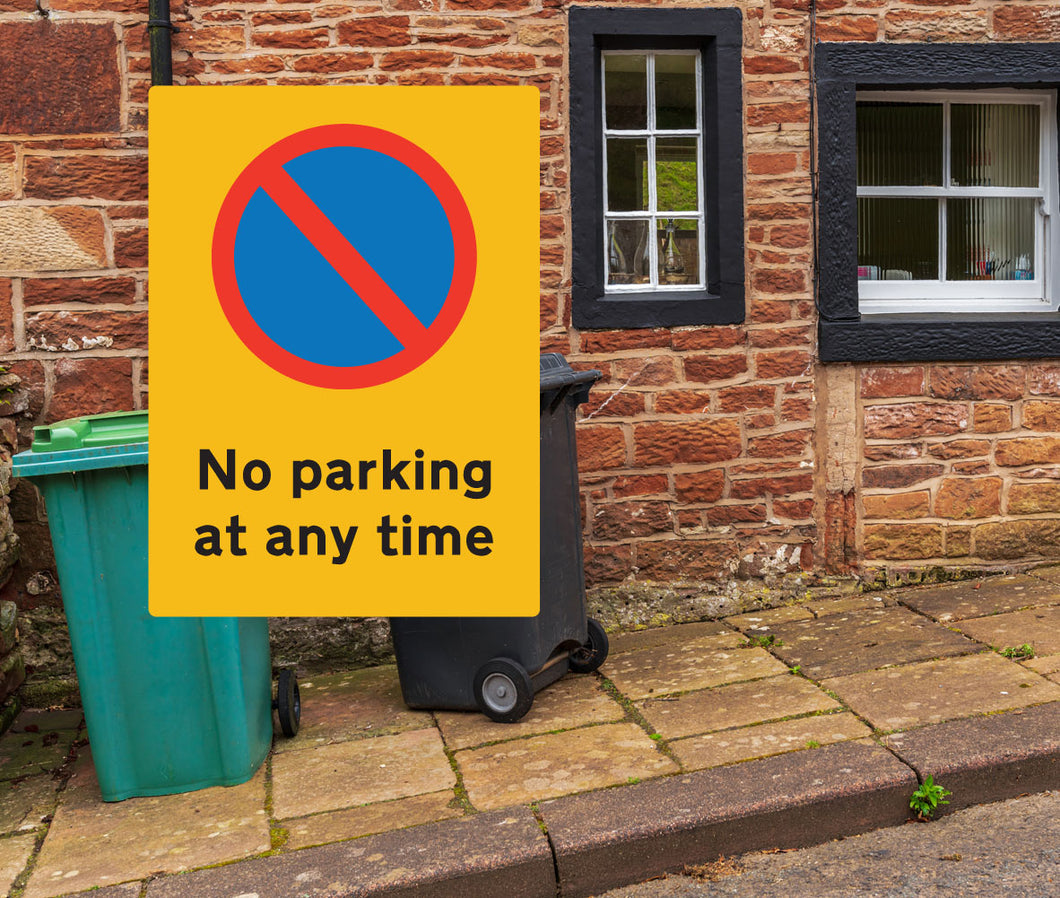 No Parking At Any Time Portrait Metal Sign - Warning Parking Sign Car Park