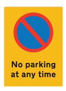 No Parking At Any Time Portrait Metal Sign - Warning Parking Sign Car Park