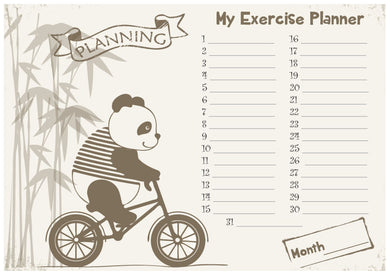 Monthly Exercise Planner - Metal Magnetic Wipe Clean - Panda Design