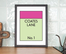 Load image into Gallery viewer, Monopoly Style Street Name Personalised Print - Pink