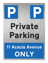 Load image into Gallery viewer, Private Parking Portrait Brushed Steel Metal Sign - Personalised - Warning Parking Sign Car Park