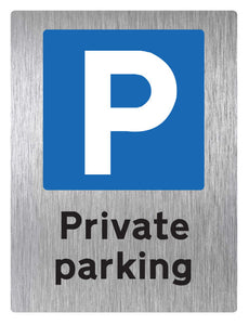 Private Parking Style 2 - Brushed Metal Sign - Portrait - Warning Parking Sign Car Park