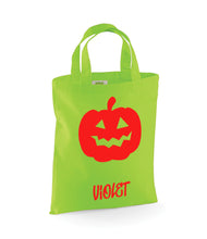 Load image into Gallery viewer, Personalised Pumpkin Trick or Treat Bag - Halloween Gift