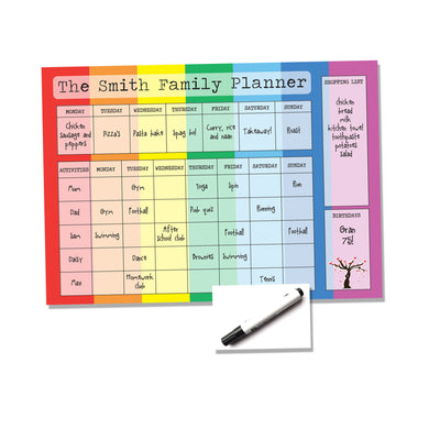 Magnetic Rainbow Family Planner and Meal Planner - Personalised