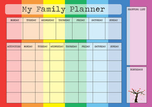 Magnetic Rainbow Family Planner and Meal Planner - Personalised